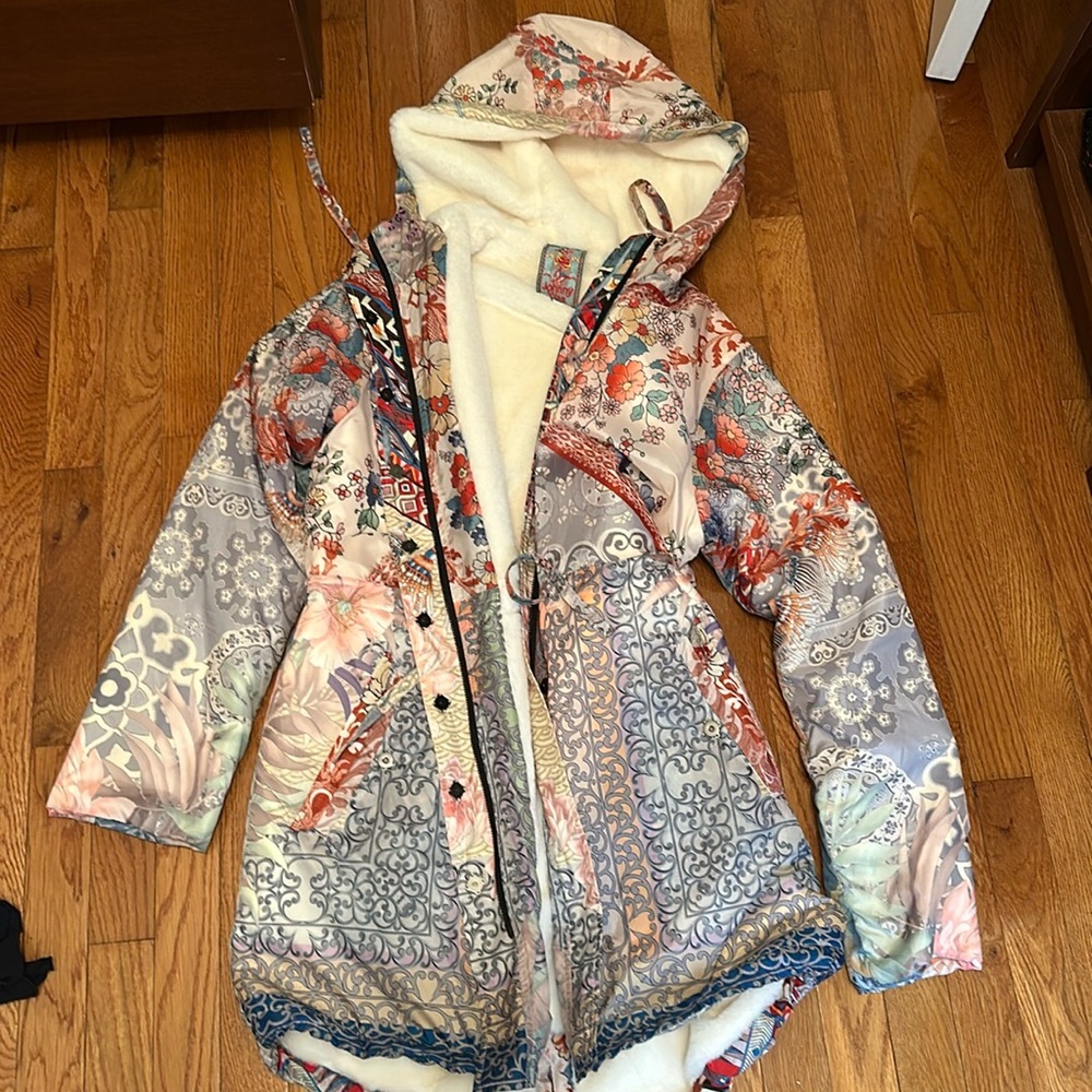 johnny was printed sherpa coat